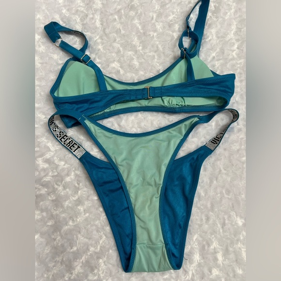 VICTORIA'S SECRET SWIMWEAR RHINESTONE SHINE STRAP SET. Small Top & Medium Bottom - Picture 4 of 9